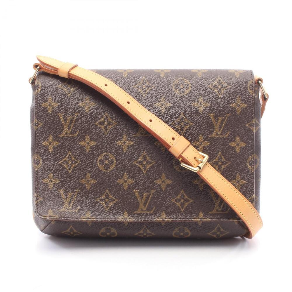 Louis Vuitton Musette Tango Strap Canvas Leather Monogram Shoulder Bag Brown